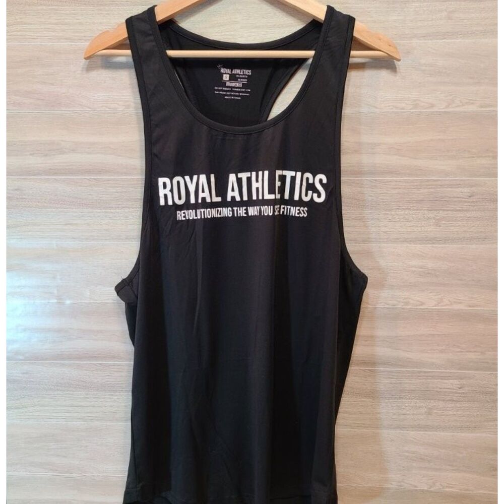 Royal Athletics Mens Tank Top Small Black Dri Fit Racerback Workout Gym Stringer